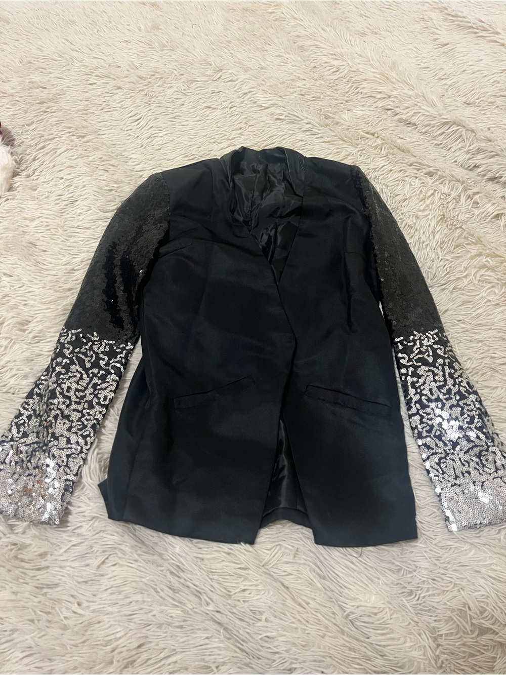 Sequin Sleeve Black Women's Blazer Jacket
